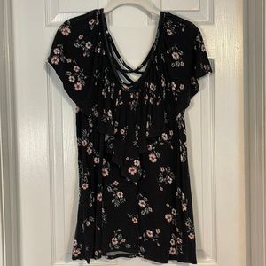 UC Torrid Black Floral Jersey Top